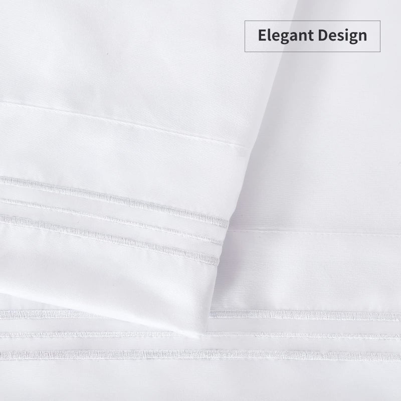 YIYEA Pillow Cases Standard Size Set of 4  Ultra Soft 1800TC Hotel Quality Double Brushed Microfiber Embroidered Pillowcases  Envelope Closure  Fade Resistant (20""x26""  White) - Image 4